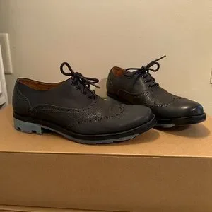 John Fluevog Andrew Black & Blue Wingtip Chunky Angel Brogue Shoes Mens Sz 7.5 John Fluevog Andrew Black & Blue Wingtip Chunky Angel Brogue  main image 4